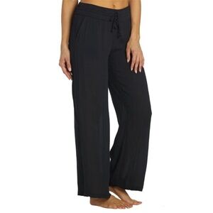 Prana Womens Fernie Beach Wide Pants Tencel Modal Drawstring Black Size Medium